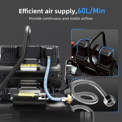 Air Compressor, 2.0 Gallon, 1.0 HP Oil Free, Max 115 PSI, 65dB Ultra Quiet, for Auto Repair, Tire Inflation, Spray Painting, Woodwork Nailing in Kuwait