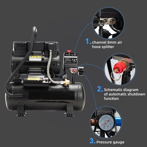 Air Compressor, 2.0 Gallon, 1.0 HP Oil Free, Max 115 PSI, 65dB Ultra Quiet, for Auto Repair, Tire Inflation, Spray Painting, Woodwork Nailing in Kuwait