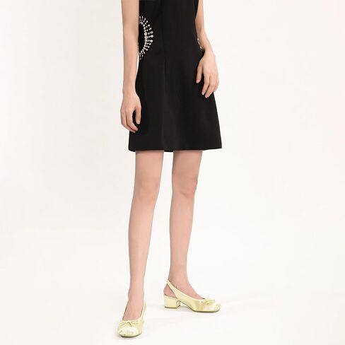 حذاء باليه بكعب Slingback للنساء لطيف بفيونكة مربعة عند الأصابع وكعب منخفض مكتنز حذاء راقصة الباليه مريح من الساتان ماري جين مع حزام خلفي مرن in Kuwait
