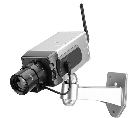 Generic Fake Camera, Outdoor Indoor Power Simulation Fake Dummy Camera Dummy LED Flashing Light Security CCTV LED Flashing Light Silver in Saudi Arabia