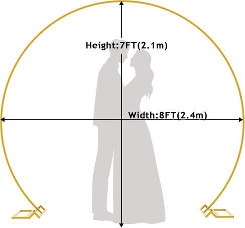 Putros 8FT الذهب جولة خلفية حامل دائرة معدنية بالون قوس الإطار قوس الزفاف لحفل عيد ميلاد الذكرى السنوية الزفاف الديكور التخرج in Kuwait