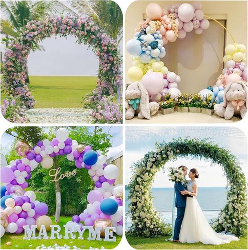 Putros 8FT الذهب جولة خلفية حامل دائرة معدنية بالون قوس الإطار قوس الزفاف لحفل عيد ميلاد الذكرى السنوية الزفاف الديكور التخرج in Kuwait