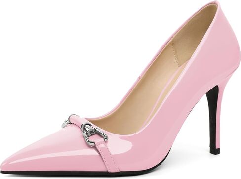 YODEKS Women Stiletto Heel Pumps Slip On 3.5‘’ Closed Pointed Toe Buckle Shoes Dress Parent Size 6-13 in Saudi Arabia