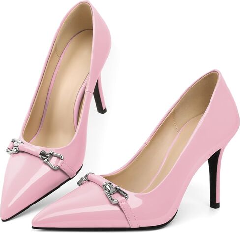 YODEKS Women Stiletto Heel Pumps Slip On 3.5‘’ Closed Pointed Toe Buckle Shoes Dress Parent Size 6-13 in Saudi Arabia