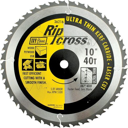 IVY Classic 36216 Ripcross 10" 40 Tooth Ultra Thin Kerf Carbide Circular Saw Blade with 5/8" Arbor, 1/Card in Saudi Arabia