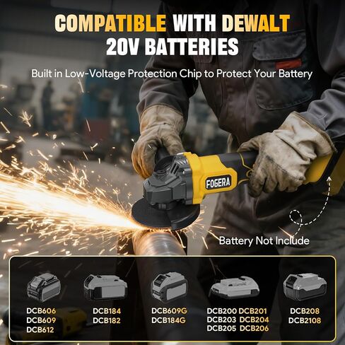 Cordless Angle Grinder, 4-1/2 Inch Power Grinder Tools Compatible with Dewalt 20V MAX Battery, 3 Speed Power Cordless Grinder for Metal Grinding, Cutting, Rust Removal (Battery Not Included) in Saudi Arabia