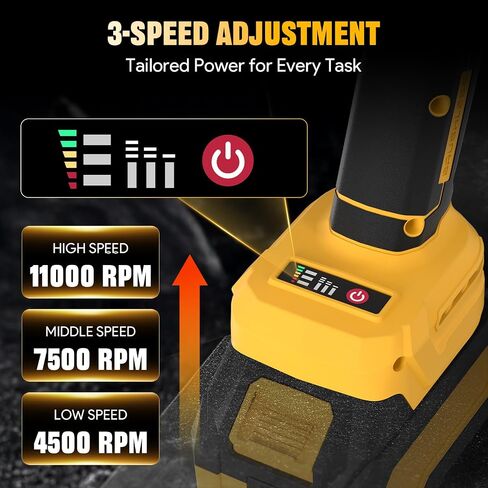 Cordless Angle Grinder, 4-1/2 Inch Power Grinder Tools Compatible with Dewalt 20V MAX Battery, 3 Speed Power Cordless Grinder for Metal Grinding, Cutting, Rust Removal (Battery Not Included) in Saudi Arabia