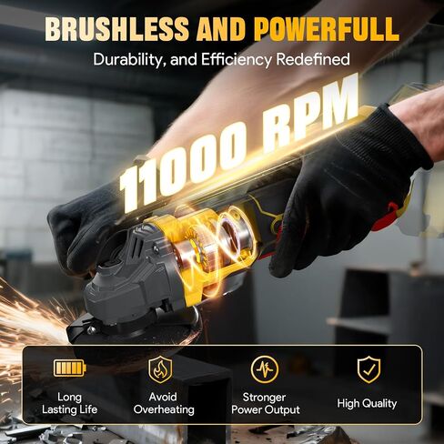 Cordless Angle Grinder, 4-1/2 Inch Power Grinder Tools Compatible with Dewalt 20V MAX Battery, 3 Speed Power Cordless Grinder for Metal Grinding, Cutting, Rust Removal (Battery Not Included) in Saudi Arabia