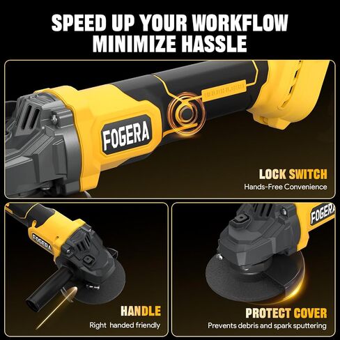 Cordless Angle Grinder, 4-1/2 Inch Power Grinder Tools Compatible with Dewalt 20V MAX Battery, 3 Speed Power Cordless Grinder for Metal Grinding, Cutting, Rust Removal (Battery Not Included) in Saudi Arabia