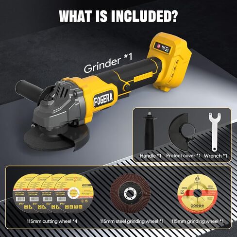 Cordless Angle Grinder, 4-1/2 Inch Power Grinder Tools Compatible with Dewalt 20V MAX Battery, 3 Speed Power Cordless Grinder for Metal Grinding, Cutting, Rust Removal (Battery Not Included) in Saudi Arabia