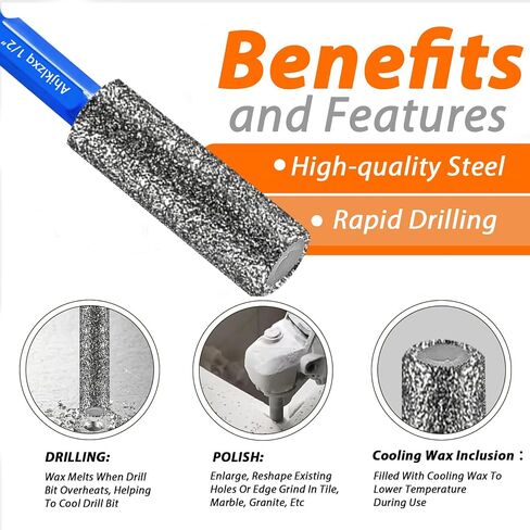 Diamond Drill Bits for Ceramic,6Pcs Tile Drill Bits Multi Function Drilling Milling Ceramic Glass Porcelain Marble Granite in Saudi Arabia