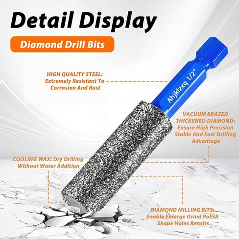 Diamond Drill Bits for Ceramic,6Pcs Tile Drill Bits Multi Function Drilling Milling Ceramic Glass Porcelain Marble Granite in Saudi Arabia