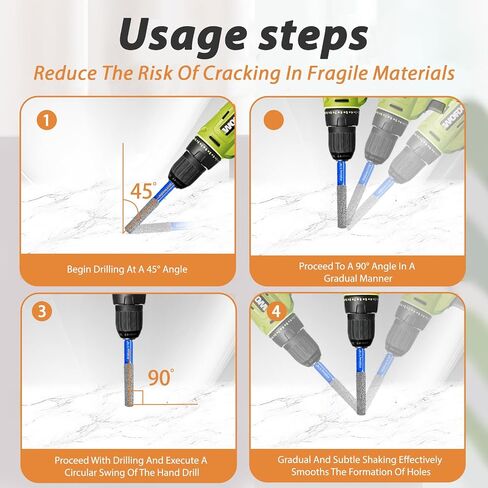 Diamond Drill Bits for Ceramic,6Pcs Tile Drill Bits Multi Function Drilling Milling Ceramic Glass Porcelain Marble Granite in Saudi Arabia