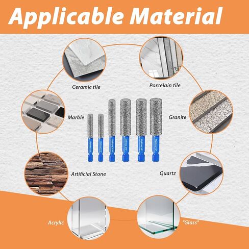 Diamond Drill Bits for Ceramic,6Pcs Tile Drill Bits Multi Function Drilling Milling Ceramic Glass Porcelain Marble Granite in Saudi Arabia