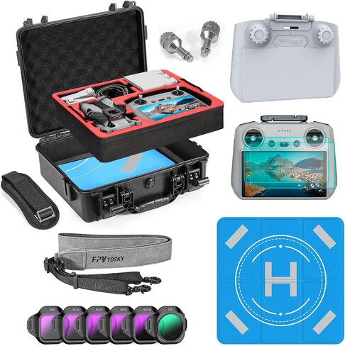 مجموعة ملحقات حافظة صلبة FPVtosky لجهاز DJI Mini 5 Pro، مجموعة ملحقات الطائرة بدون طيار تتضمن حافظة مزدوجة الطبقات، ظلة RC2، حبل قصير، واقي زجاجي مقوى لشاشة RC2، وسادة هبوط، مجموعة مرشح، عصا التحكم (7 في 1) in Kuwait