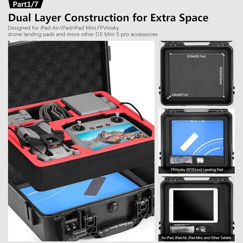 مجموعة ملحقات حافظة صلبة FPVtosky لجهاز DJI Mini 5 Pro، مجموعة ملحقات الطائرة بدون طيار تتضمن حافظة مزدوجة الطبقات، ظلة RC2، حبل قصير، واقي زجاجي مقوى لشاشة RC2، وسادة هبوط، مجموعة مرشح، عصا التحكم (7 في 1) in Kuwait