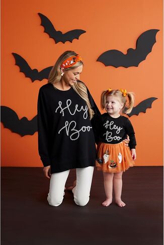 Mud Pie baby-girls Mud Pie Toddler Sweatshirt, Hey Boo in Saudi Arabia