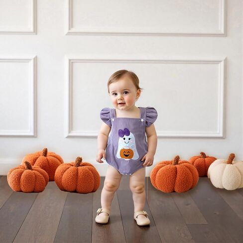 My First Halloween Baby Girl Outfit Newborn Pumpkin Face Print Bubble Romper Jumpsuit Overalls Pumpkin Clothes in Saudi Arabia
