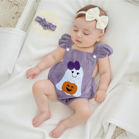 My First Halloween Baby Girl Outfit Newborn Pumpkin Face Print Bubble Romper Jumpsuit Overalls Pumpkin Clothes in Saudi Arabia