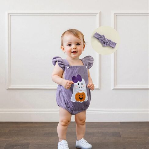My First Halloween Baby Girl Outfit Newborn Pumpkin Face Print Bubble Romper Jumpsuit Overalls Pumpkin Clothes in Saudi Arabia