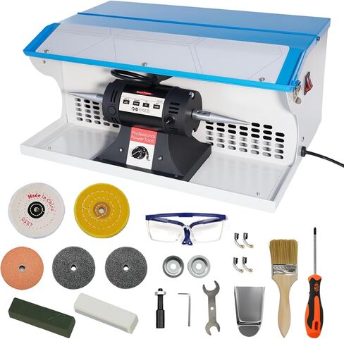 800W Jewelry Rock Polishing Machine, Lapidary Bench Buffer Polisher Machine with Dust Collector, Work Light – Stone Polishing for Jewelry, Metal, Wood in Saudi Arabia