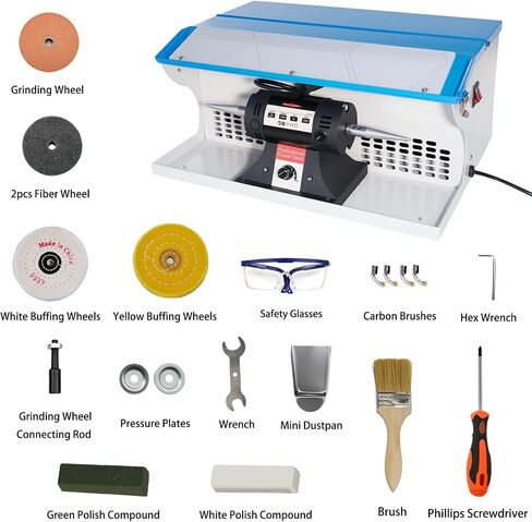 800W Jewelry Rock Polishing Machine, Lapidary Bench Buffer Polisher Machine with Dust Collector, Work Light – Stone Polishing for Jewelry, Metal, Wood in Saudi Arabia