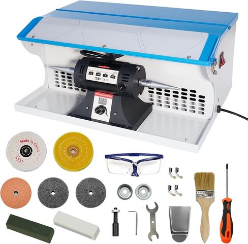 800W Jewelry Rock Polishing Machine, Lapidary Bench Buffer Polisher Machine with Dust Collector, Work Light – Stone Polishing for Jewelry, Metal, Wood in Saudi Arabia