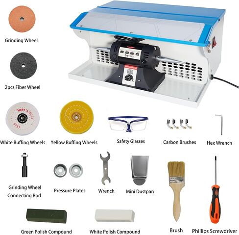 800W Jewelry Rock Polishing Machine, Lapidary Bench Buffer Polisher Machine with Dust Collector, Work Light – Stone Polishing for Jewelry, Metal, Wood in Saudi Arabia