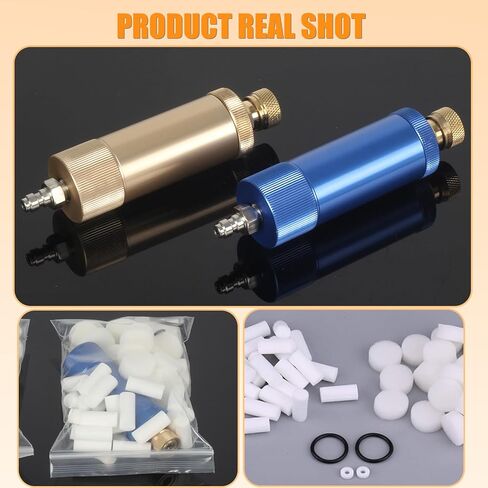 High Pressure PCP Air Filter Oil-Water Separator, 40MPa/5800Psi Inline Moisture Separator with 8mm Quick Connect, Complete Kit with 25 Filters, Sealing Rings & Gaskets for Air Compressor Pump (Yellow) in Saudi Arabia