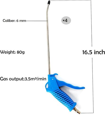 Air Blow Gun with Fixed Nozzle, High Flow Powerfu Pneumatic Tool for Air Compressor Accessories, Dust Removal Cleaning with Joint & Rubber Tip (Blue(4ack)) in Saudi Arabia