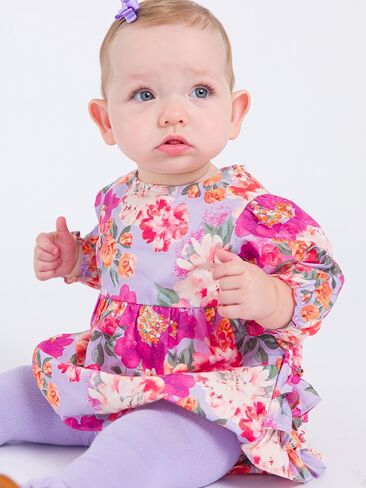 RuffleButts Baby Girls Woven Long Sleeve Bubble Romper with Snaps in Saudi Arabia