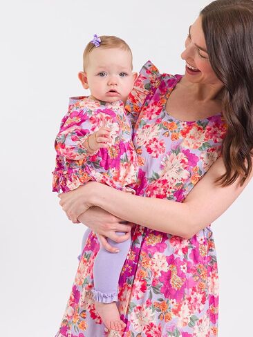 RuffleButts Baby Girls Woven Long Sleeve Bubble Romper with Snaps in Saudi Arabia