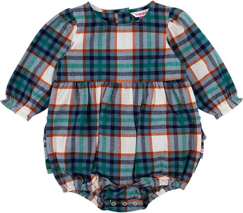 RuffleButts Baby Girls Woven Long Sleeve Bubble Romper - with Snaps | Infant And Toddler Wear, Diaper Friendly Design, Bottom Closure For Easy Changes, Spring And Holiday Outfit in Kuwait