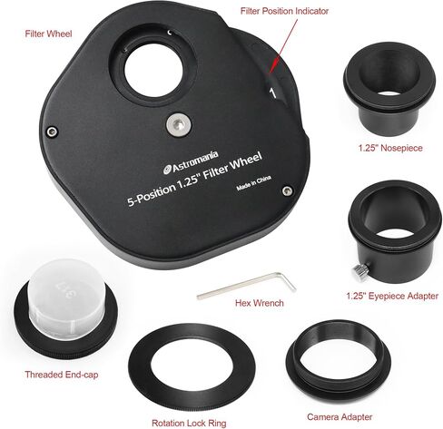 Astromania 1.25" Multiple 5-Position Filter Wheel for Telescope - Bundle with - 1.25" 90-Degree Diagonal Mirror in Saudi Arabia