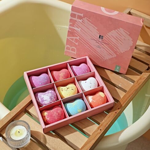Bath Bombs Gift Set, 9 x 1.41 Oz/ 40g. Essential Oil Spa Bomb Fizzies, Relaxation, Moisturizing and Fun for Women, Wife, Mom, Girls, Teens, Daughter and Her in Saudi Arabia