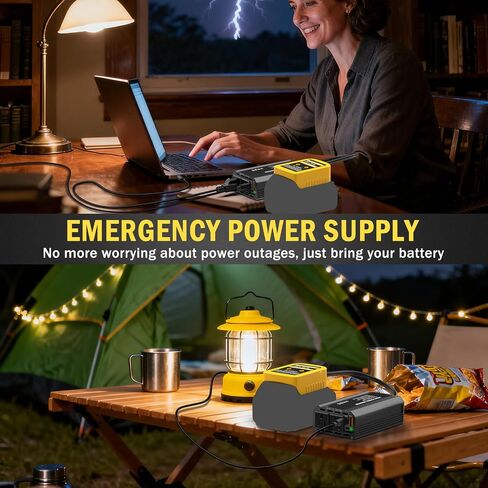 300W Power Inverter Compatible with Dewalt 20V Battery - DC 20V to AC 110V Battery Converter, Portable Power Station with PD 65W Type-C Fast Charging & 2 AC Outlet & 2 USB-A & 1 Type-C 20W in Saudi Arabia