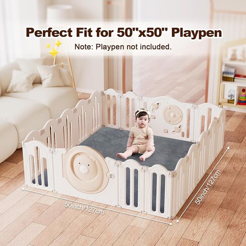 Baby Play Mat for Floor, 1.3" Thick 50"×50" Thick Playpen Mat for Tummy Time, Ultra Soft Coral Velvet Crawling Mats for Infant, Toddler, Kids, Non-Slip Tatami Mat's-Dark Gray in Saudi Arabia