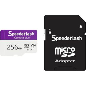 بطاقة ذاكرة Micro SDXC بسعة 128 جيجابايت - كاميرا Speederlash بالإضافة إلى بطاقة TF مع محول، سرعة قراءة تصل إلى 90 ميجابايت/ثانية، دعم فيديو 4K UHD&5K، تصنيف U1، V30، A1، مقاومة للماء، لكاميرا الأمان، كاميرا Dashcam in Kuwait