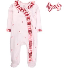 Baby Footie Bodysuit Headband or Hat 2 Piece Set – Christmas Thanksgiving Zip-Up Outfit,Holiday Pajamas for Infants in Saudi Arabia