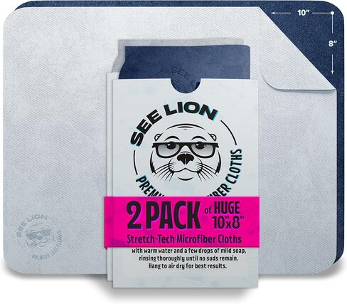 See Lion Swipes | Microfiber Lens Cleaning Cloths – Ultrasoft, Reusable Wipes for Glasses, Screens, and Lenses (Light Blue/Navy, 6-Pack) in Saudi Arabia