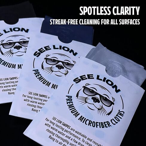 See Lion Swipes | Microfiber Lens Cleaning Cloths – Ultrasoft, Reusable Wipes for Glasses, Screens, and Lenses (Light Blue/Navy, 6-Pack) in Saudi Arabia
