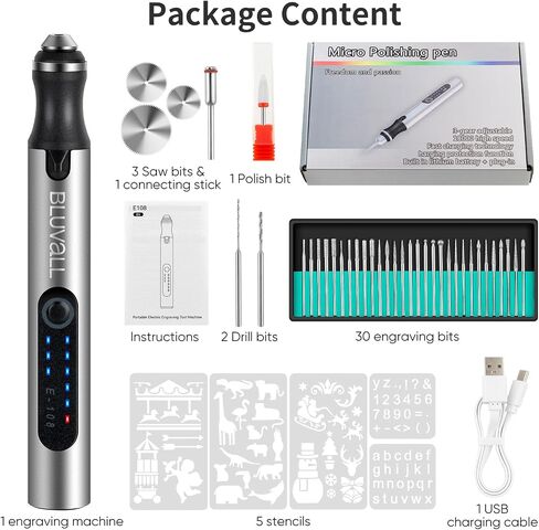 Electric Engraving Pen with 37 Bits, USB Rechargeable Cordless Engraving Machine, Portable DIY Rotary Engraver for Jewelry Wood Glass Stone Carving （Pull-out box design） in Saudi Arabia