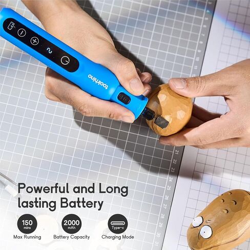 Cordless Rotary Tool Kit, 3.7V Wood Carving Tools with 5 Speed and 62 Accessories, Multi-Purpose Mini Rotary Tool for Sanding, Cutting, Engraving, Drilling, Polishing, DIY Creations, Blue in Saudi Arabia