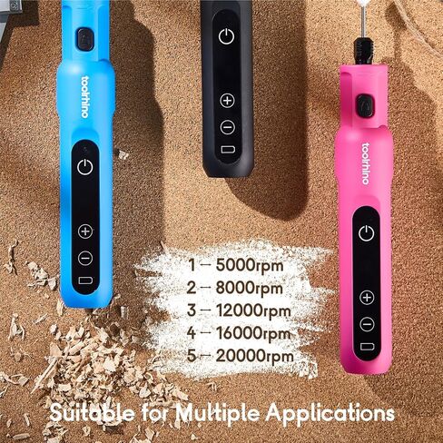 Cordless Rotary Tool Kit, 3.7V Wood Carving Tools with 5 Speed and 62 Accessories, Multi-Purpose Mini Rotary Tool for Sanding, Cutting, Engraving, Drilling, Polishing, DIY Creations, Blue in Saudi Arabia