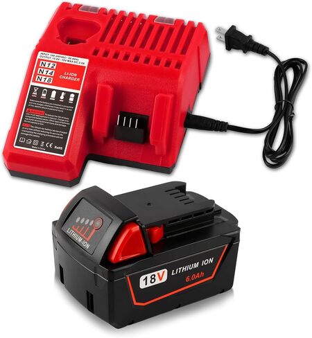 18V 6.0Ah Replacement for Milwaukee M18 Battery and 48-11-1840 Charger Combo (Not Made in Milwaukee) in Saudi Arabia