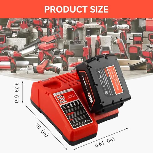 18V 6.0Ah Replacement for Milwaukee M18 Battery and 48-11-1840 Charger Combo (Not Made in Milwaukee) in Saudi Arabia