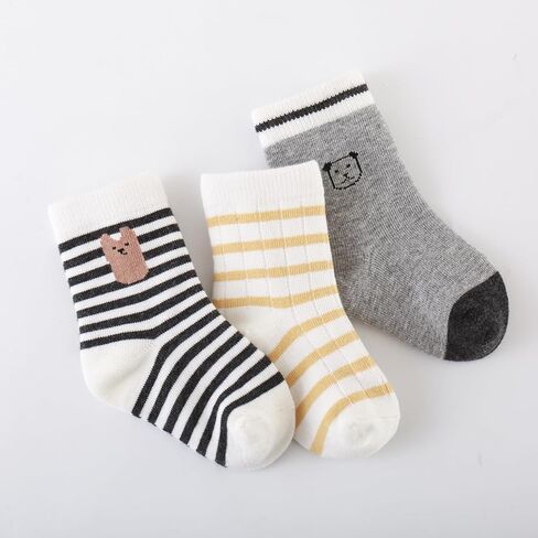 Boys Girls Cotton Ankle Socks, Toddler Striped Animal Print Cute Casual Tube Crew Socks for Baby Kids, 5 Pack in Saudi Arabia
