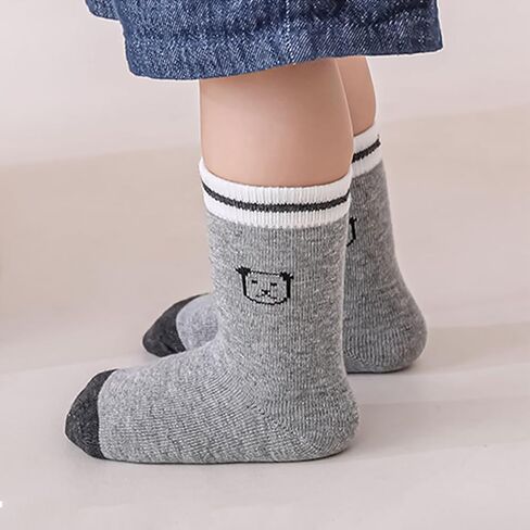 Boys Girls Cotton Ankle Socks, Toddler Striped Animal Print Cute Casual Tube Crew Socks for Baby Kids, 5 Pack in Saudi Arabia