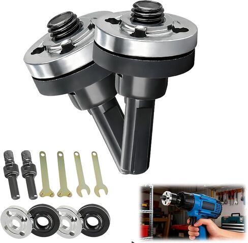 10mm Adjustable Rotary Driver Connecting Rod Set, Drill Angle Grinder Adapter Kit with Spanner, Replacement Flange Nuts, 2 Sets in Saudi Arabia
