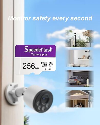 بطاقة ذاكرة Micro SDXC بسعة 128 جيجابايت - كاميرا Speederlash بالإضافة إلى بطاقة TF مع محول، سرعة قراءة تصل إلى 90 ميجابايت/ثانية، دعم فيديو 4K UHD&5K، تصنيف U1، V30، A1، مقاومة للماء، لكاميرا الأمان، كاميرا Dashcam in Kuwait